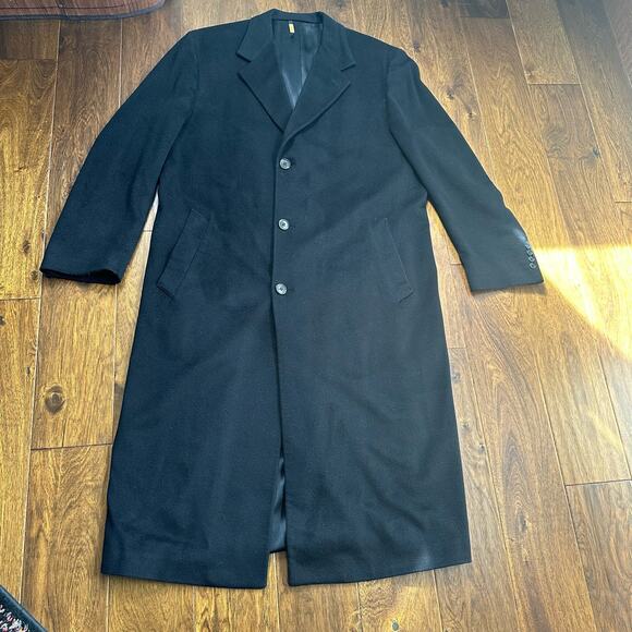 Loro Piana Saks Fifth Avenue men’s black superfine lambs wool pea coat L XL
